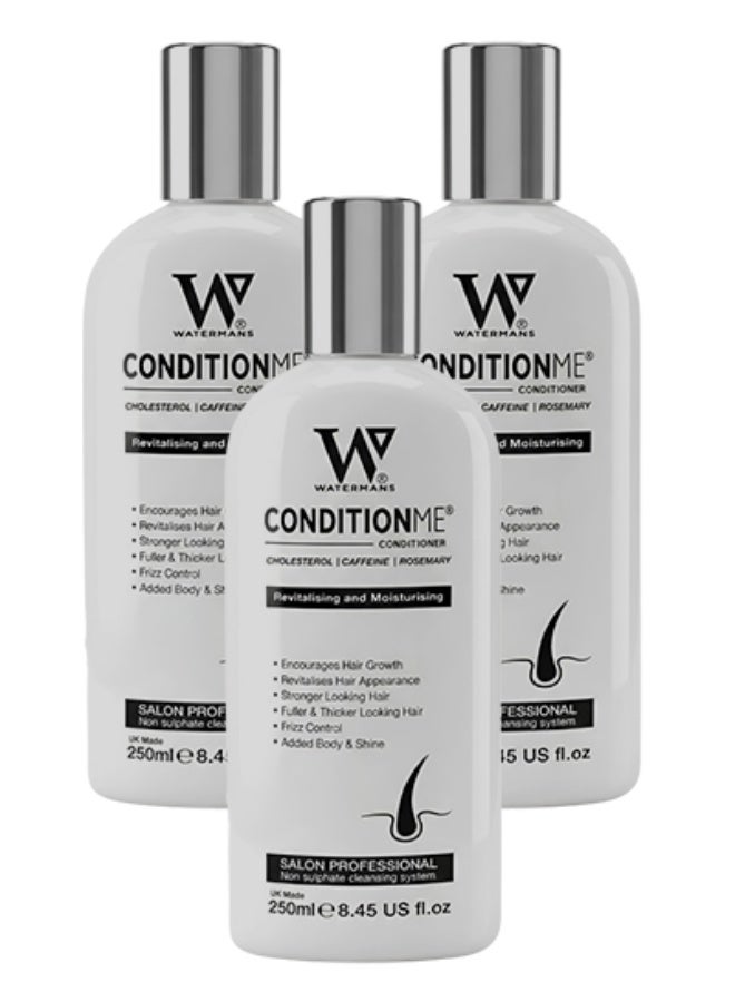 Watermans 3 Pieces Condition Me Conditioner with Cholesterol Caffeine and Rosemary for Hair Growth Revitalising Moisturising Fuller Thicker Stronger Looking Hair Frizz Control Non Sulphate Formula 250ml - Image 1
